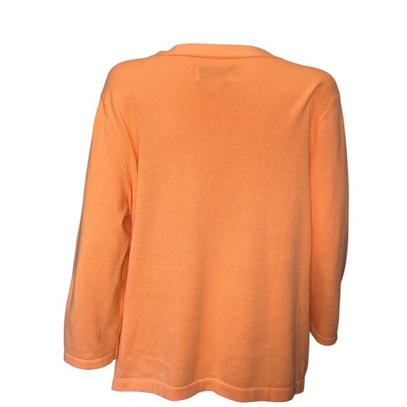 C.J. Banks Womens Open Cardigan Sweater With Ribbed Detail Orange Size X Cotton - Picture 5 of 5